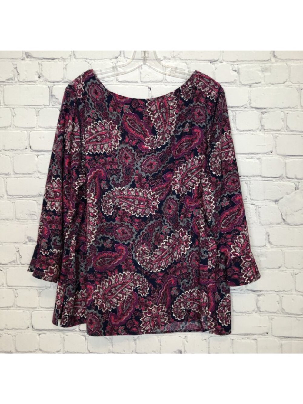 Talbot's Purple Paisley Long Sleeve Top Plus Size 2X - Picture 5 of 7